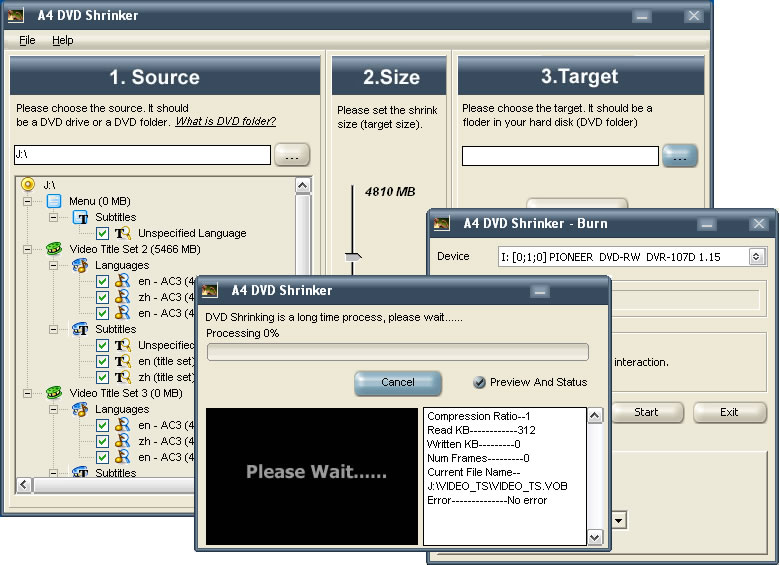 Screenshot of A4 DVD Shrinker 3.8