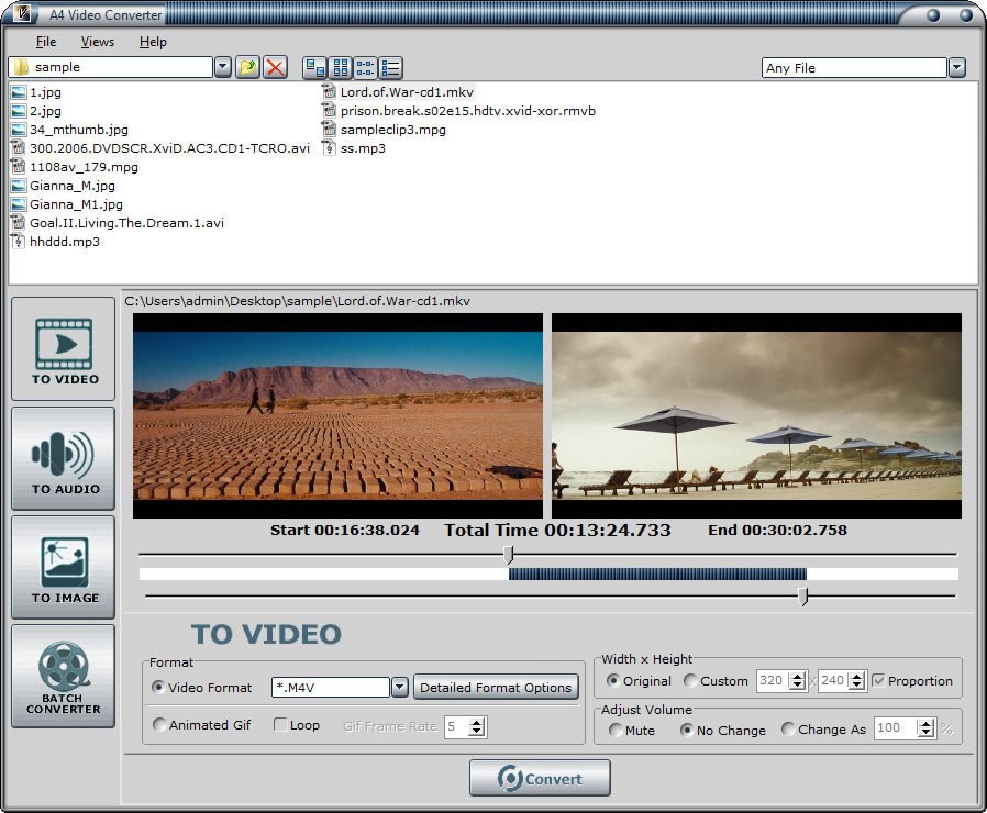 Convert video to video clips, audio and image